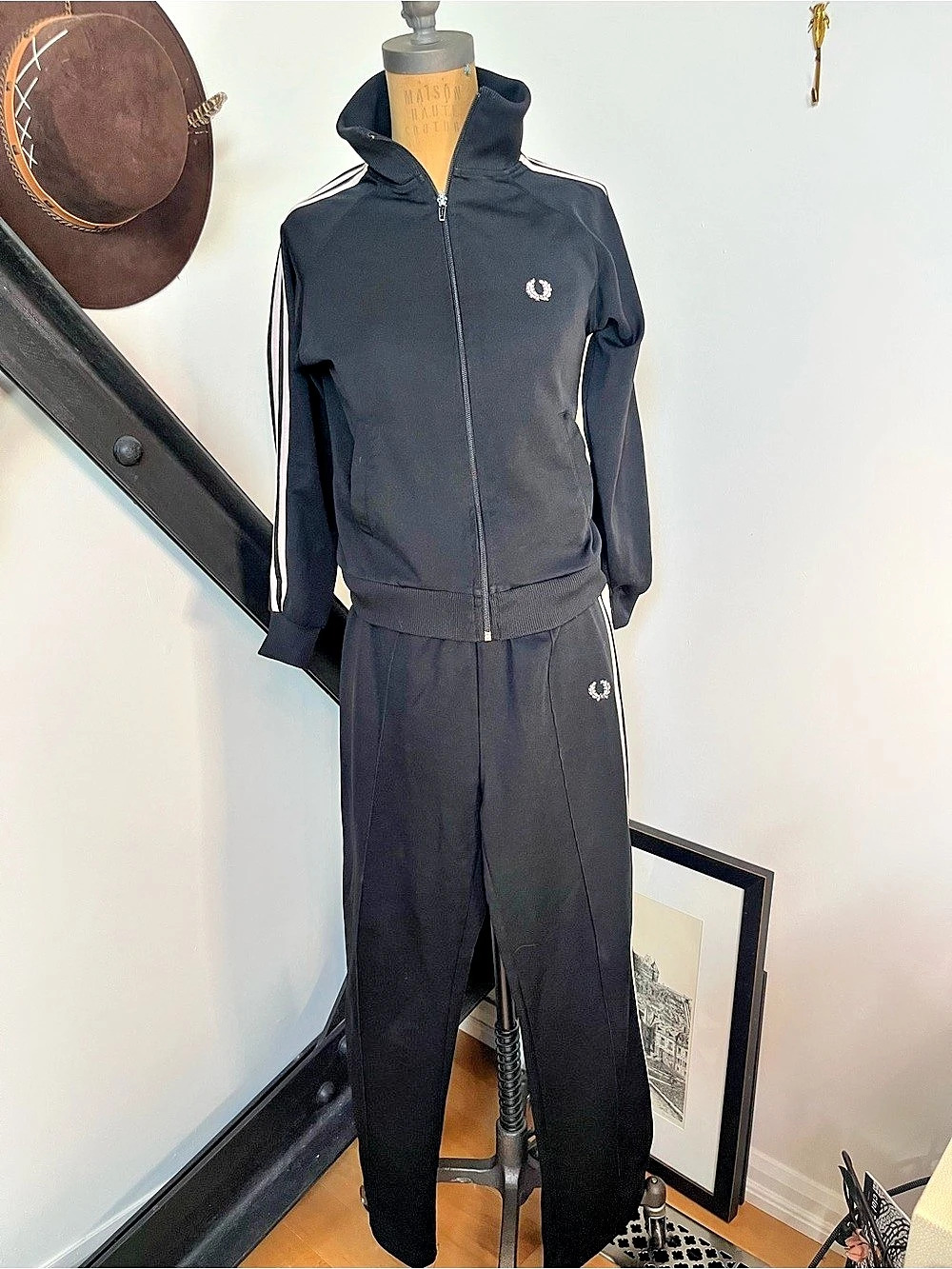 Fred Perry Taped Track Jacket and Track Pants Set Black